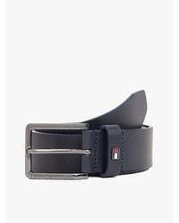Tommy Hilfiger - Leren Riem Met Geëmailleerde Vlag - Lyst