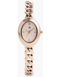 Tommy Hilfiger - Oval Dial Rose Gold-plated Bracelet Watch - Lyst