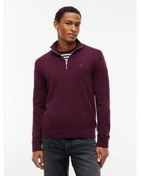 Tommy Hilfiger - Tommy Jeans Tommy Flag Lightweight Slim Quarter Zip Jumper - Lyst
