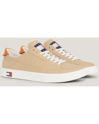 Tommy Hilfiger - Contrast Heel Lace Up Leather Trainers - Lyst