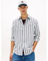 Tommy Hilfiger - Regular Fit Stripe Linen Blend Shirt - Lyst