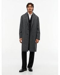 Tommy Hilfiger - Wool Blend Tweed Single Breasted Coat - Lyst