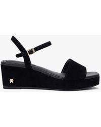 Tommy Hilfiger - Suede Th Monogram Wedge Sandals - Lyst