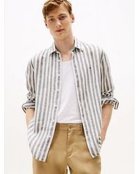 Tommy Hilfiger - Regular Fit Linnen Overhemd Met Strepen - Lyst