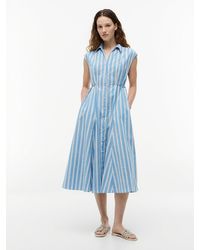 Tommy Hilfiger - Tie Detail Cap Sleeve Midi Shirt Dress - Lyst