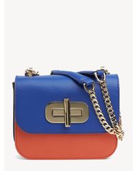 Tommy Hilfiger Leren Crossbodytas Met Turnlock - Blauw
