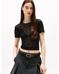 Tommy Hilfiger - Slim Fit T-Shirt Van Mesh Met Repeat Logo - Lyst
