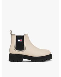 Tommy Hilfiger - Leather Rubberised Logo Cleat Chelsea Boots - Lyst