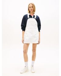 Tommy Hilfiger - Logo Pocket Mini Denim Dungaree Dress - Lyst