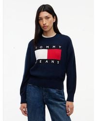Tommy Hilfiger - Tommy Jeans Tommy Flag Relaxed Crew Neck Jumper - Lyst