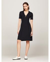 Tommy Hilfiger - Ribbed Polo Fit And Flare Sweater Dress - Lyst