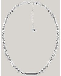 Tommy Hilfiger - Crystal-embellished Charm Stainless Steel Chain Necklace - Lyst