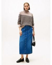 Tommy Hilfiger - High Rise Straight Midi-Rok Van Denim - Lyst