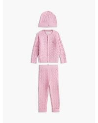 Tommy Hilfiger - Cable Knit Cardigan Trousers And Beanie Gift Set - Lyst