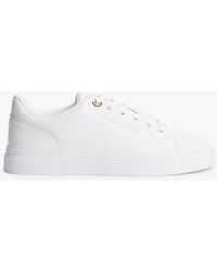 Tommy Hilfiger - Leather Metallic Logo Cupsole Trainers - Lyst