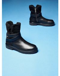 Tommy Hilfiger Leren Bikerboot Met Rits - Zwart