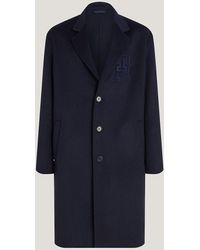 Tommy Hilfiger - Oversized Th Monogram Single Breasted Wool Coat - Lyst