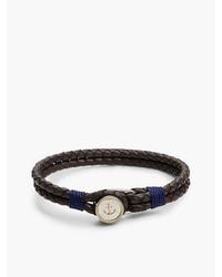 Tommy Hilfiger - Bruine Leren Armband Met Vergulde Bedel - Lyst