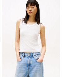 Tommy Hilfiger - Geribde Slim Fit Tanktop Met Geborduurde Vlag - Lyst