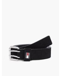 Tommy Hilfiger - Suede Logo Square Buckle Belt - Lyst