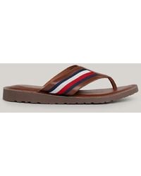 Tommy Hilfiger - Signature Tape Strap Leather Sandals - Lyst