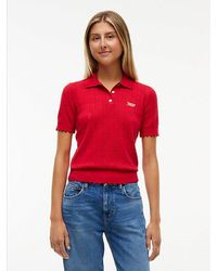 Tommy Hilfiger - Pointelle Flag Short Sleeve Polo Jumper - Lyst