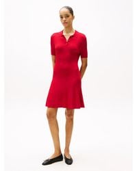 Tommy Hilfiger - Robe Polo Courte Côtelée - Lyst