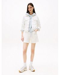 Tommy Hilfiger - Shorts Vaqueros De Corte Regular Con Bajo Sin Rematar - Lyst