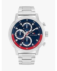 Tommy Hilfiger - Horloge Met Blauwe Wijzerplaat En Schakelband - Lyst