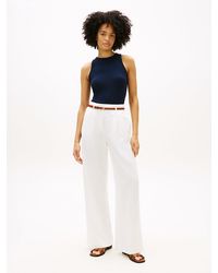 Tommy Hilfiger - Pantalon Ample En Lin Mélangé À Ceinture - Lyst
