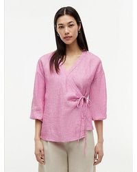 Tommy Hilfiger - Relaxed Fit Pure Linen Wrap Blouse - Lyst