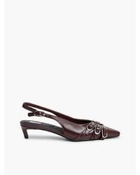Tommy Hilfiger - Tommy Jeans Leather Buckle Kitten Heel Slingbacks - Lyst