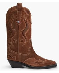 Tommy Hilfiger - Archive Suede Contrast Topstitch Cowboy Boots - Lyst