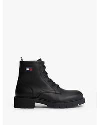 Tommy Hilfiger - Leren Veterlaars Met Profielzool - Lyst