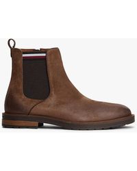 Tommy Hilfiger - Bottes Chelsea Crantées En Daim - Lyst