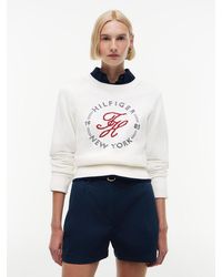 Tommy Hilfiger - Logo Embroidery Relaxed Crew Neck Jumper - Lyst