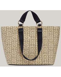 Tommy Hilfiger - City Monogram Small Straw Tote - Lyst