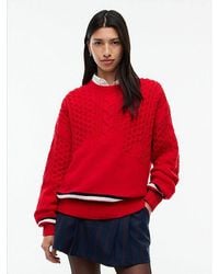 Tommy Hilfiger - Tommy Jeans Pure Wool Cable Knit Oversized Jumper - Lyst