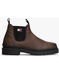 Tommy Hilfiger - Pebble Grain Leather Warm Lined Cleat Chelsea Boots - Lyst