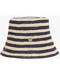 Tommy Hilfiger - Straw Crochet Stripe Bucket Hat - Lyst