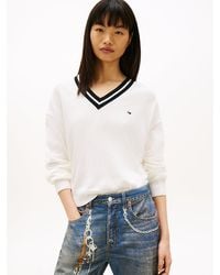Tommy Hilfiger - Relaxed Tipped V-Neck Jumper - Lyst