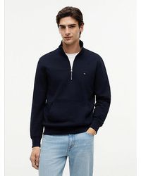 Tommy Hilfiger - Flag Embroidery Terry Quarter-Zip Sweatshirt - Lyst