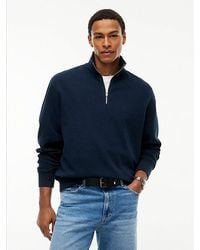 Tommy Hilfiger - Tommy Jeans Waffle Knit Relaxed Quarter Zip Sweatshirt - Lyst