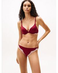 Tommy Hilfiger - Lace Trim Push-up Plunge Bra - Lyst