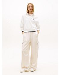 Tommy Hilfiger - Linen Blend Wide Leg Cargo Trousers - Lyst