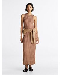 Tommy Hilfiger - Vestido Largo De Corte Slim Y Punto Trenzado - Lyst