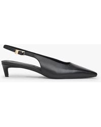 Tommy Hilfiger - Th Monogram Leather Slingback Kitten Heels - Lyst