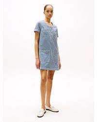 Tommy Hilfiger - Short Sleeve Denim Mini Dress - Lyst