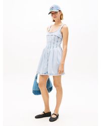 Tommy Hilfiger - Seam Detail Pleated Denim Sleeveless Dress - Lyst