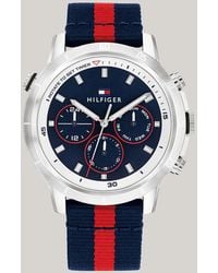 Tommy Hilfiger - Stainless Steel Navy Dial Signature Strap Watch - Lyst